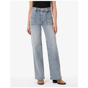 Kut Sienna High Rise Wide Leg Jeans Patch Pocket Sz 10 Retro 70s Coastal Cowgirl